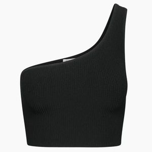 Aritzia Babaton Sculpt Knit One-Shoulder Cropped Tank in Black, size XS